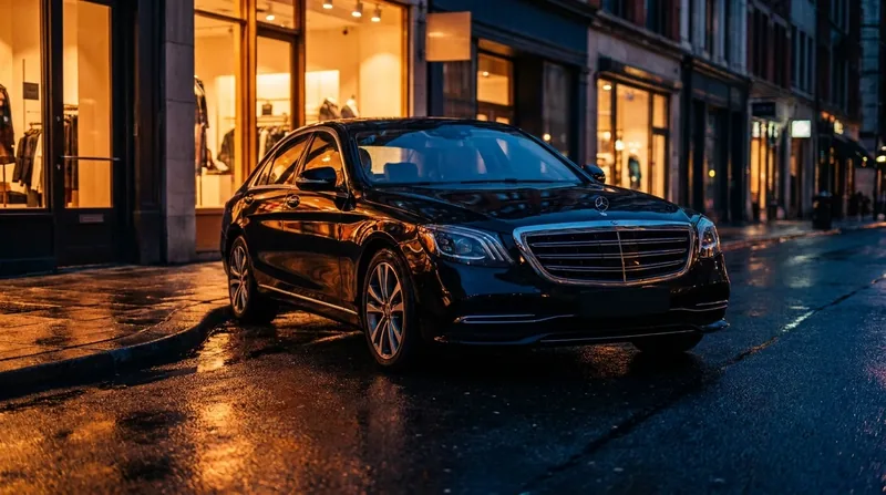 Black sedan waiting on a wet city street at night, How to Start a Rideshare or Limousine Business in Utah