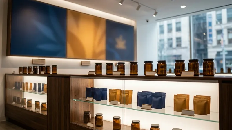 Minimal retail shelf of jars and pouches, Utah Hemp, CBD and Kratom Retail Rules for Shop Owners
